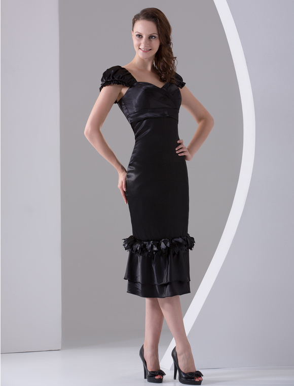 Sheath Black Sweetheart Silk-Like Cocktail Dress - Milanoo.com