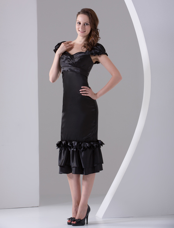 Sheath Black Sweetheart Silk-Like Cocktail Dress - Milanoo.com