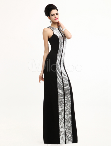 Black Lace Round Collar Floor Length Judy Greer Oscar Dress - Milanoo.com