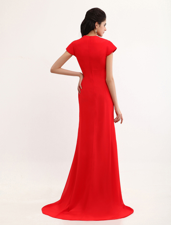 Red Kate Winslet Floor Length Chiffon Emmy Awards Dress