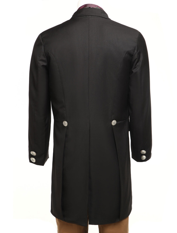 Men's Vintage Costume Rococo Black Coat Retro Overcoat Halloween ...