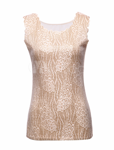 Apricot Lace Shaping Sleeveless Beautiful Tee Shirt For Women - Milanoo.com