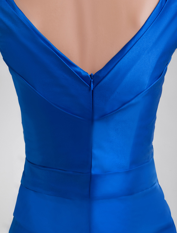 Royal Blue Cocktail Dress Sheath Mother Dress Ruched Satin Short Party ...
