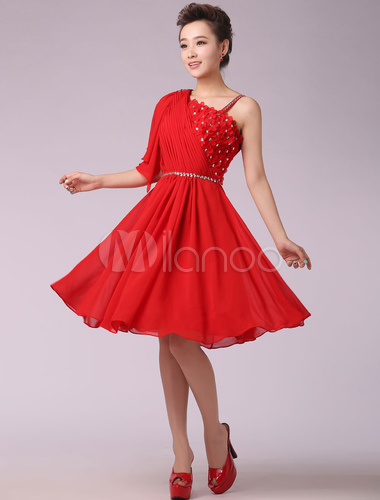 Short Sleeves Chiffon Cocktail Dress