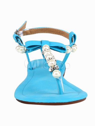 flat leather sandals with pearls