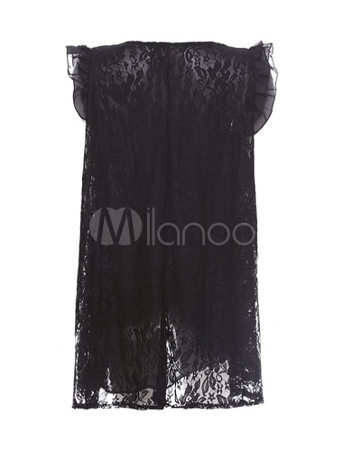 black lace maternity robe