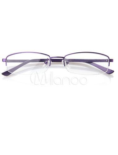 purple rimless eyeglasses