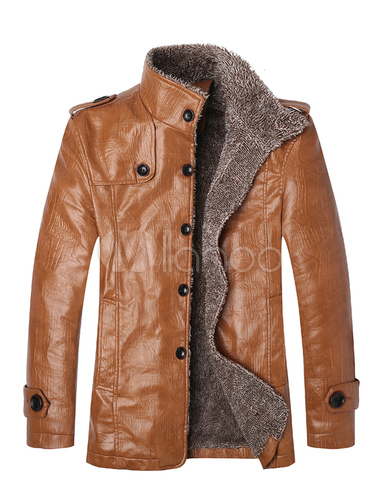 Long Vintage Leather Jacket - Milanoo.com