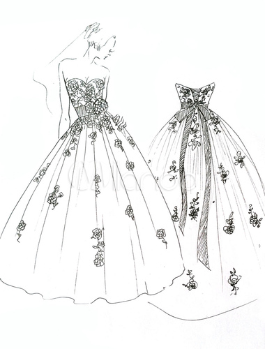 Wedding Dresses Strapless Black Bridal Gown Lace Applique Flowers Sash ...