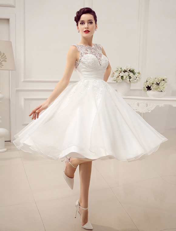 Short Wedding Dresses Vintage 1950's Bridal Gown Backless Lace Beading ...