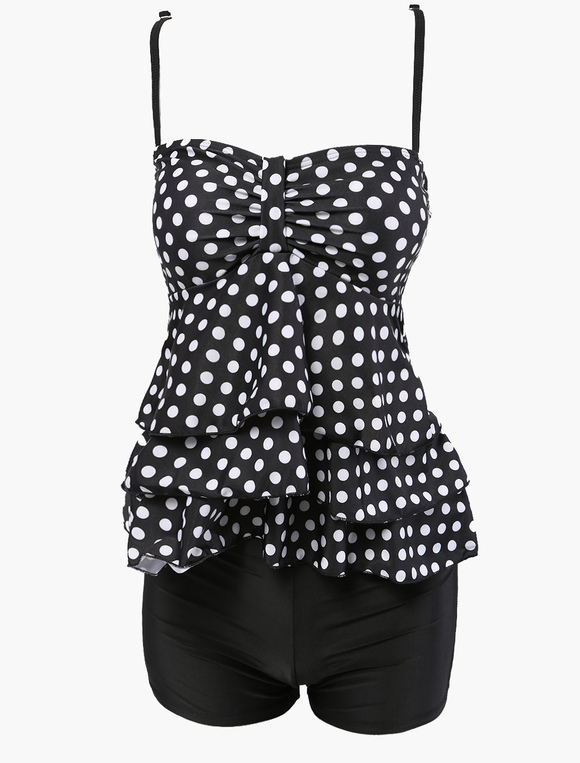 swimsuits for women gray and white polka dots