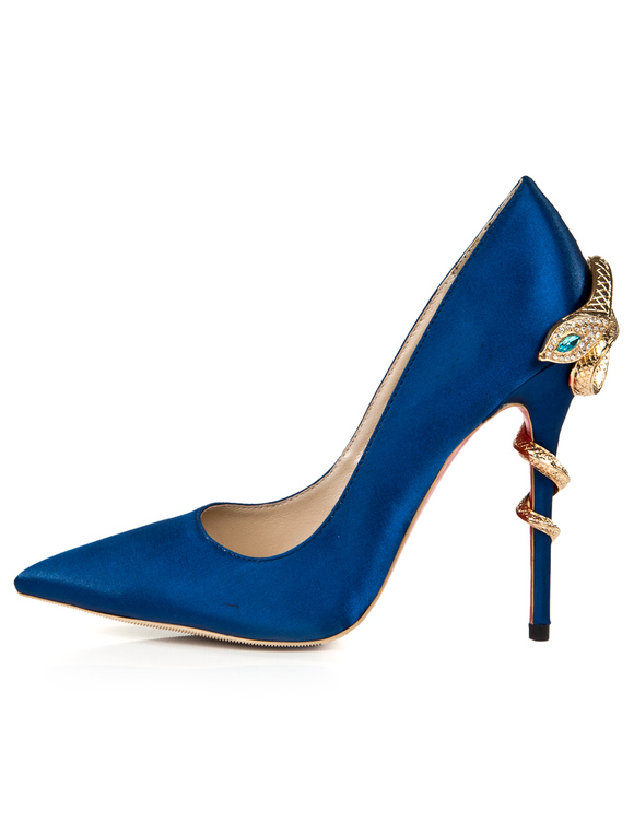 Deep Blue Pointy Toe Shoes with Snake Design - Milanoo.com