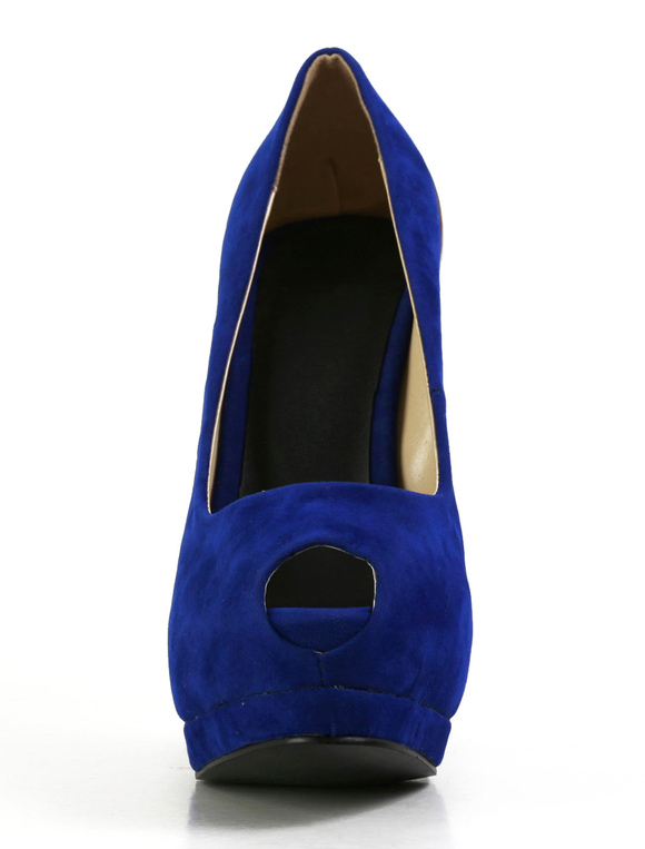Blue Suede Peep Toe Shoes - Milanoo.com