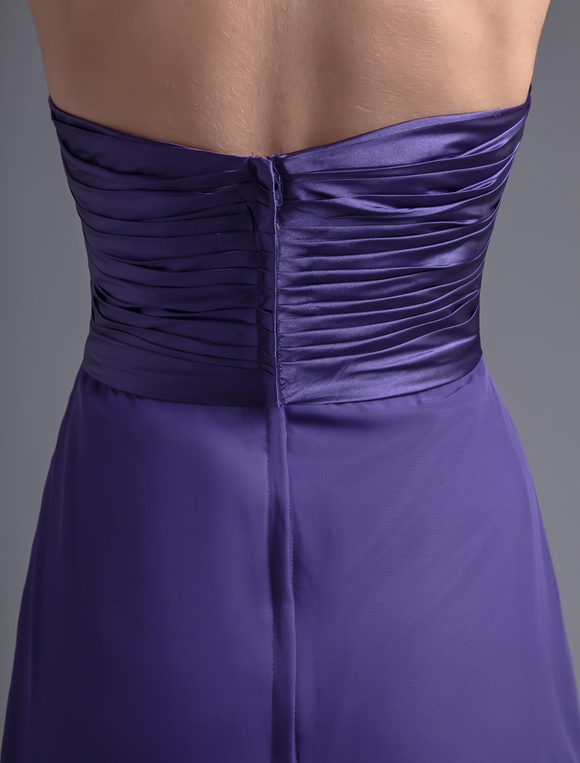 Halter Bridesmaid Dress Royal Purple Prom Dress Empire Waist Chiffon ...