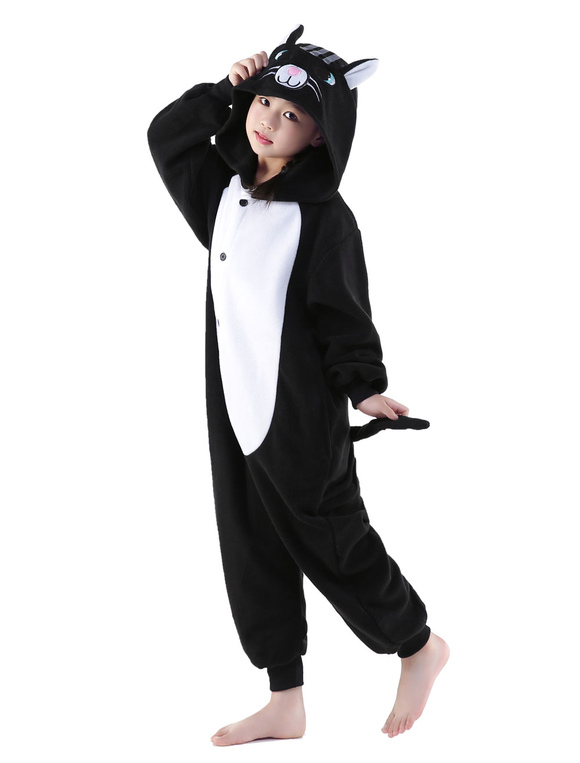 Faschingskostum Karneval Katze Kigurumi Onesie Schwarze Tier Onesie Kinder Flanell Nachtwasche Karneval Kostum Kostum Milanoo Com