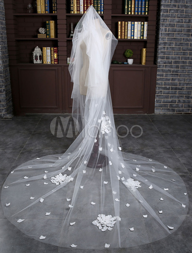 Voile De Mariée Cathédrale Long Tulle Avec Perles - Voile Ivoire Ambre Adèle Pour Mariée Élégante
