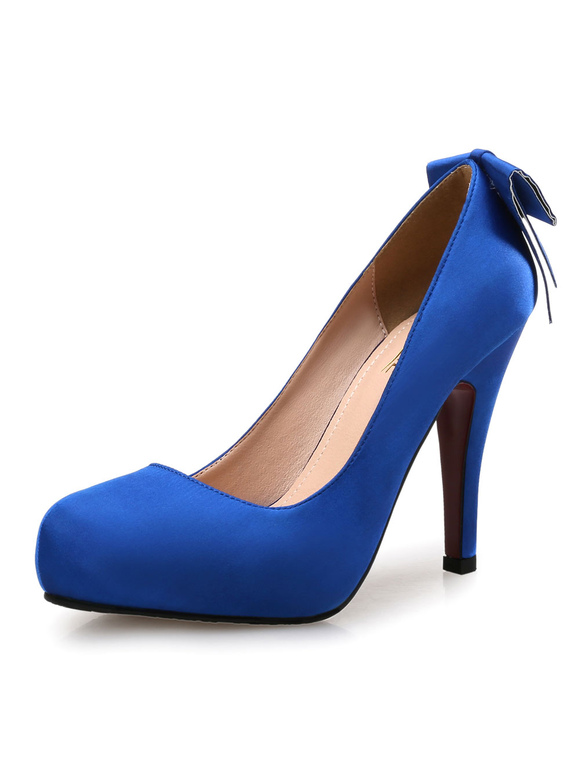 Zapatos de Mujer | Talón azul bombas tacón redondo arco zapatos para mujeres - CP59885