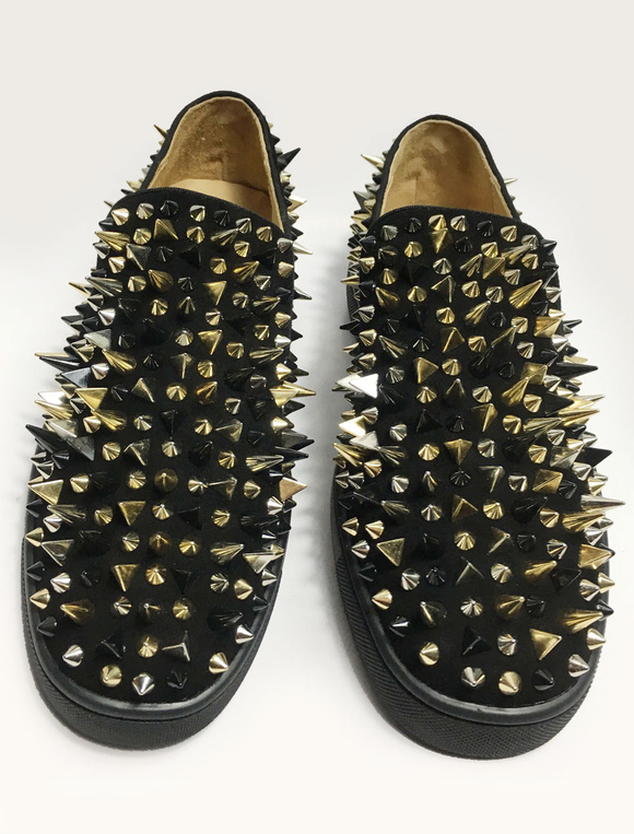 Shoes Men's Shoes | Men's Black Suede Spikes Loafers Slip-on Shoes - RG41635