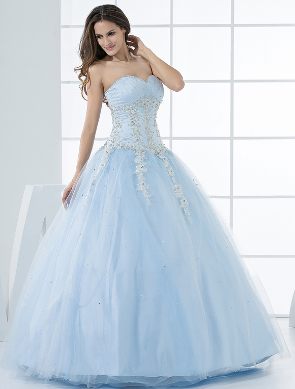 blue princess wedding dress