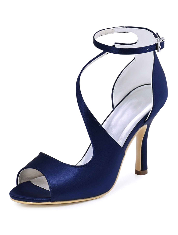 blue peep toe wedding shoes