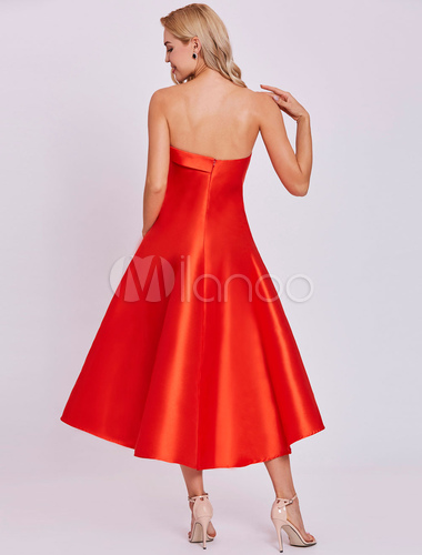 Abito Vintage Rosso In Taffeta Accessori Non Inclusi Senza Spalline Smanicato Donna Milanoo Com