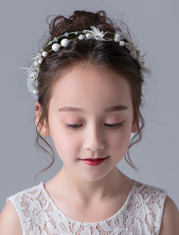 Flower Girl Hair Accessories Ivory Pearls Headpieces Crystal ...