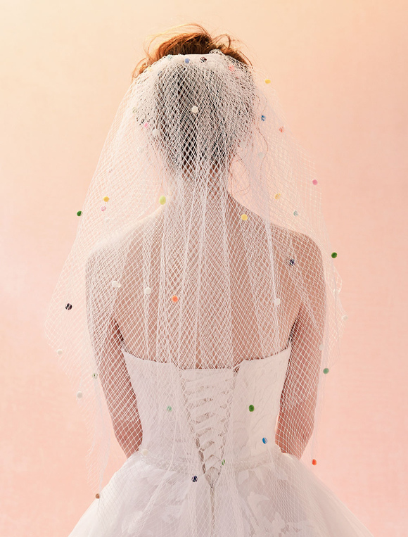 short ivory bridal veils