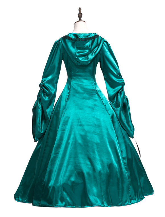 プリンセス 女性用 貴族ドレス 中世 ドレス グリーン 長袖 マットサテン サテン マルディグラ ドレス ヴィクトリア風 中世 ドレス 貴族ドレス ヨーロッパ 宮廷風 レトロ Milanoo Jp
