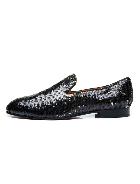 Zapatos de hombre | Negro Zapatos de Vestir 2022 Mocasín para Hombre con Lentejuelas con Punta Rojoonda Ponerse Rápidamente Zapatos de Baile - TW36862