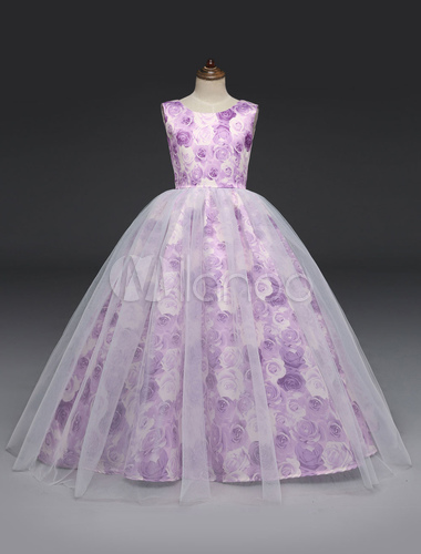 Crystals Fuchsia V-Neck Ruffled A-Line Kids Pageant Dress
