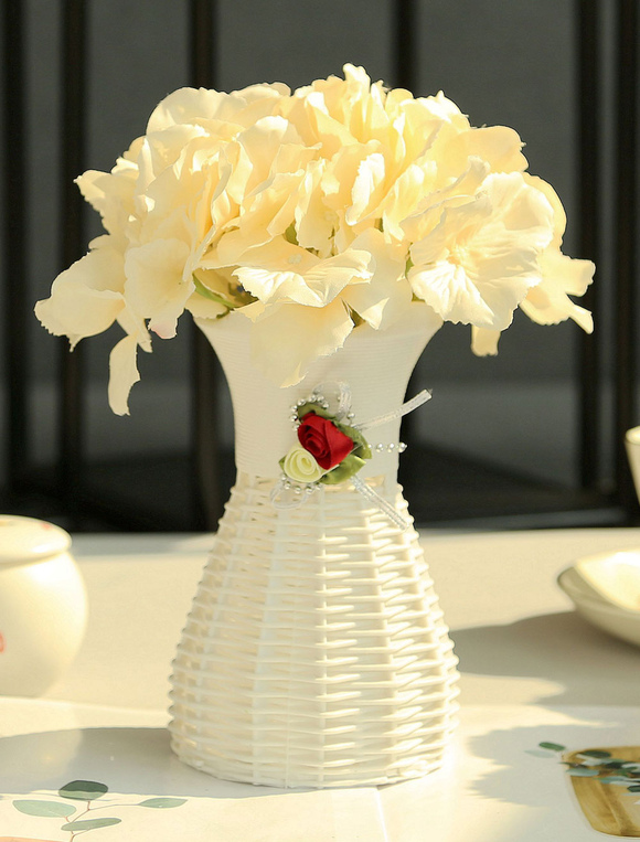 Flowers Table Decorations Wedding White Silk Plastic Vase Dining