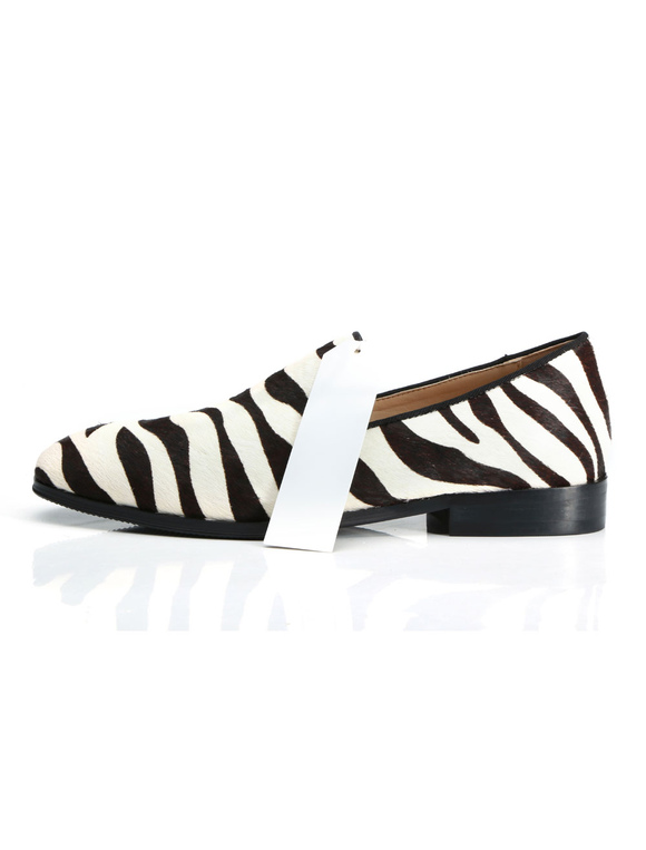 Mens Loafer Shoes Zebra Print Round Toe Slip On Casual Shoes - Milanoo.com