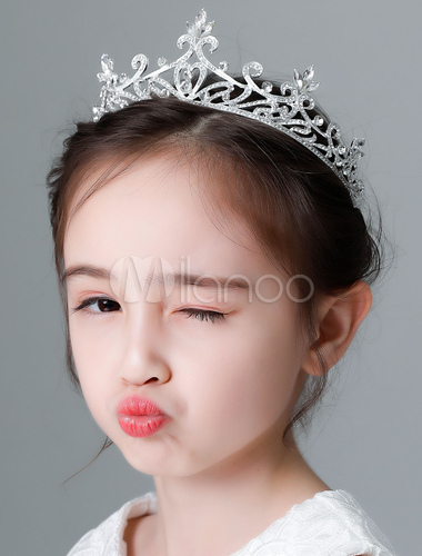 Flower Girl Tiara Silver Crown Headpieces Little Girls Wedding