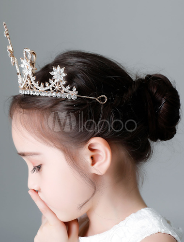 Flower Girl Tiara Gold Princess Eiffel Tower Crown Little Girls