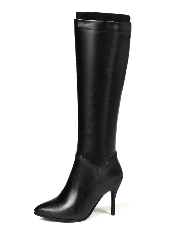 Zapatos de Mujer | de de puntera puntiaguada Botas altas mujer negrobotas altas negras 8cm con cremallera Color liso Otoño Primavera Cremallera - XH60650