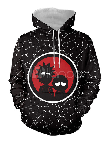 Sudadera negra con capucha Rick And Morty de manga larga con capucha casual  para hombre - Milanoo.com