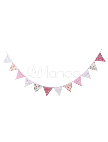 Rosa Hochzeit Dekorationen Floral Bedruckte Dreieck Girlande Banner Fahnen Clipart Milanoo Com