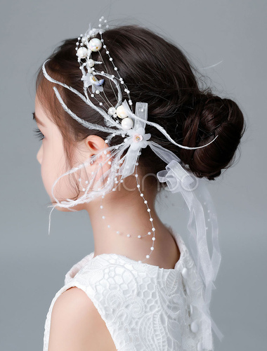White Flower Girl Headpieces Headband Bows Kids Hair Accessories
