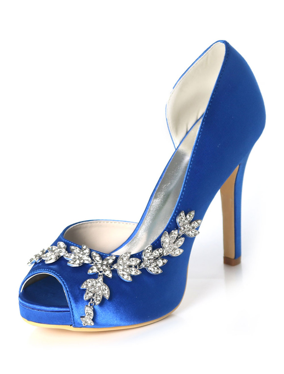 Shoes Occasion Shoes | Women's Platform Dorsay Bridal Pumps with Rhinestones - PN99813