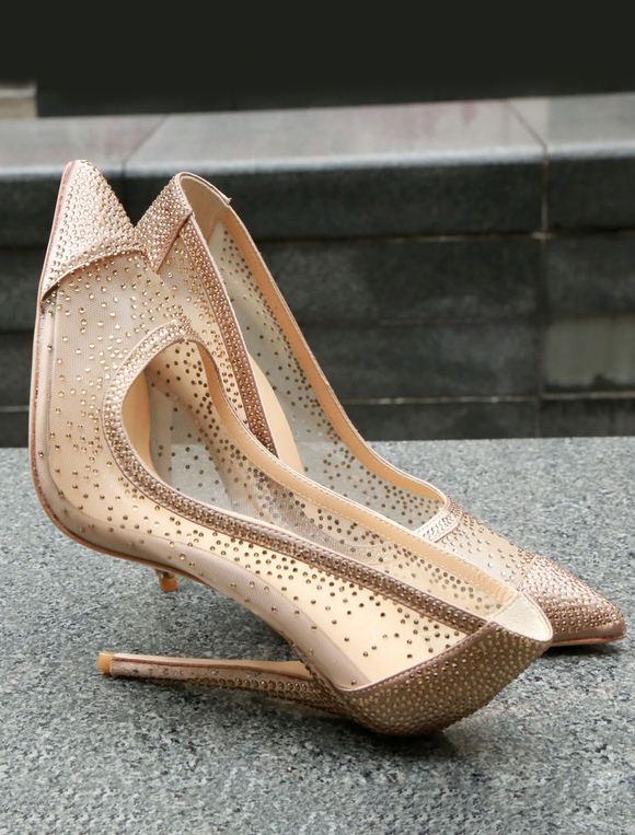 slip on gold heels
