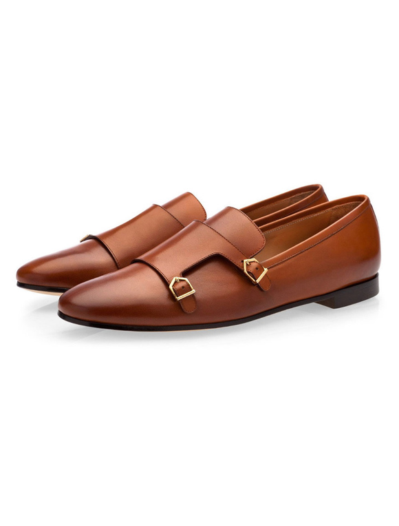 Mocassini uomo Pelle bovina Punta tonda Fibbia con dettaglio Slip on Shoes  Scarpe eleganti nere - Milanoo.com