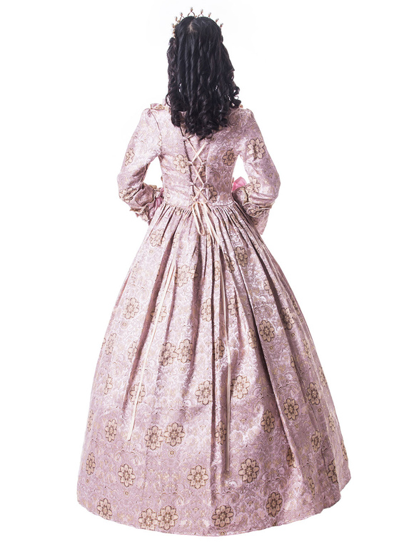 Costumes Costumes | Victorian Dress Costume Women's Light Pink Trumpet Long Sleeves Ruffle Floral Print Ball Gown Victorian Era 