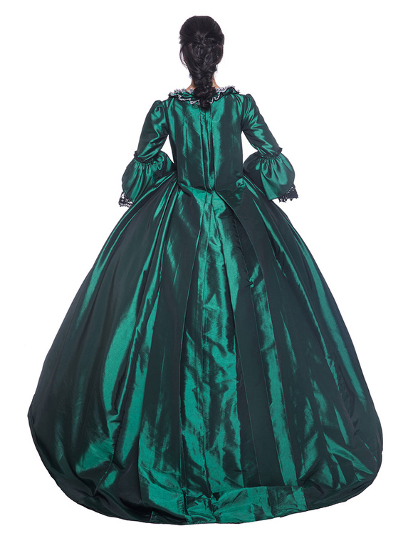 Victorian Dress Costume Women's Dark Green Trumpet Short Sleeves Square ...