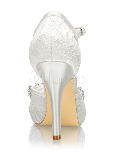 Scarpe Da Sposa Emily Bridal - Sandali Avorio Con Tacco 10cm E Strass - Foto 5