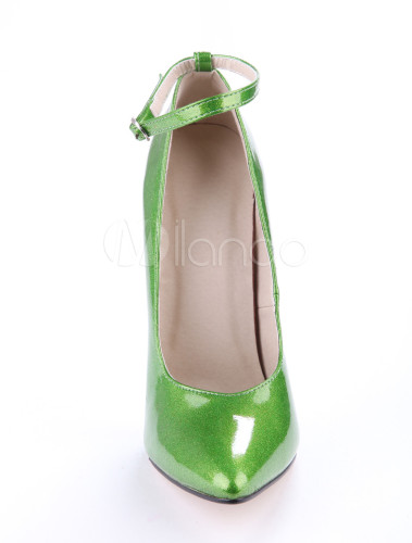 green sparkly high heels