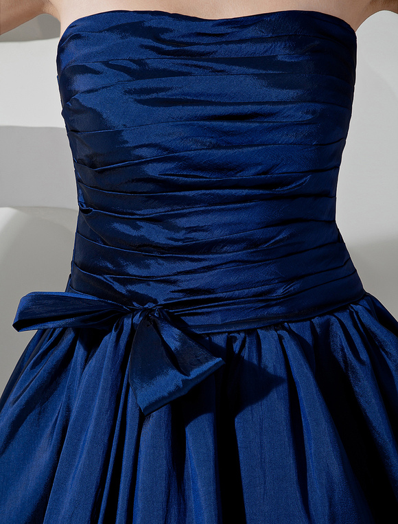 Bridesmaid Dresses Long Royal Blue Taffeta Evening Dress Floor Length ...