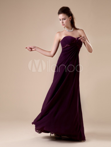 Noche Vestido A De Gasa Color El Morado Hasta Tirantes Suelo Sin Línea lJuTF1c3K