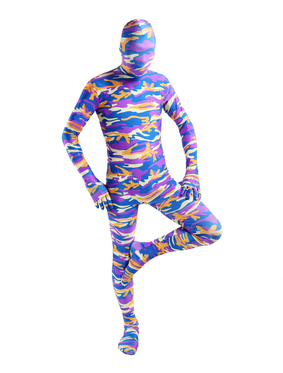 Costumes Costumes | Purple Camouflage Lycra Spandex Full Body Zentai Suit Halloween - UY26737