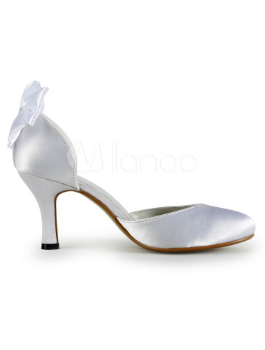 white satin heels with bow