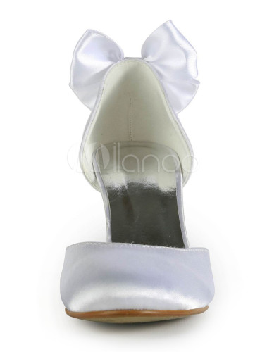 white satin heels with bow